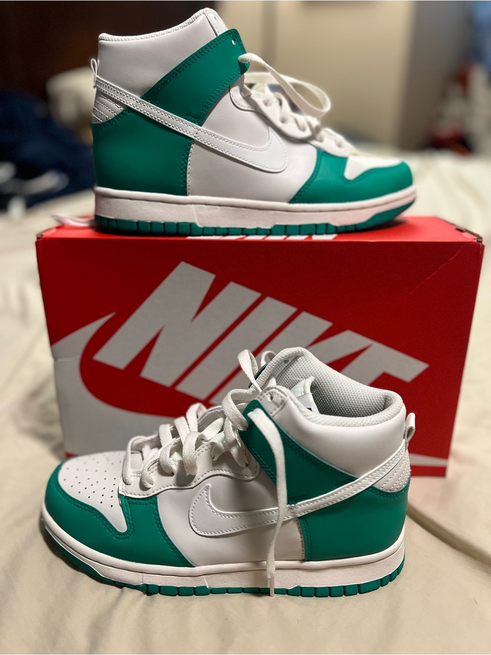 Nike Kids High-Top Sneakers - White & Teal